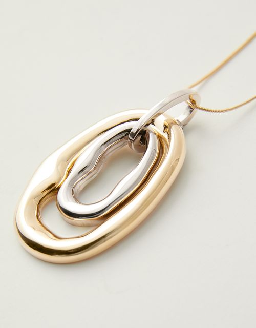 Long organic gold and nickel necklace
