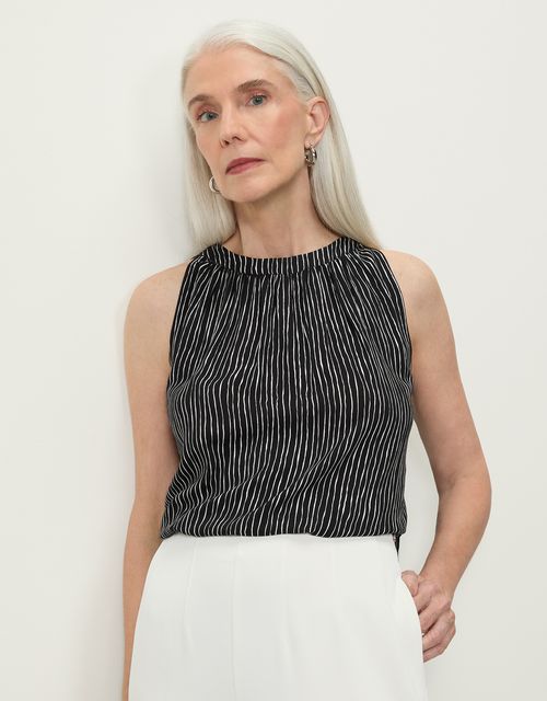 Organic stripe straight blouse