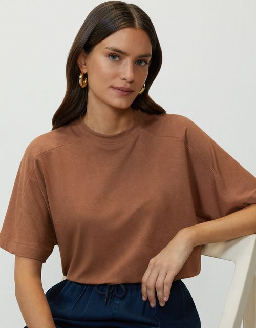 Brown wide sleeve knit blouse