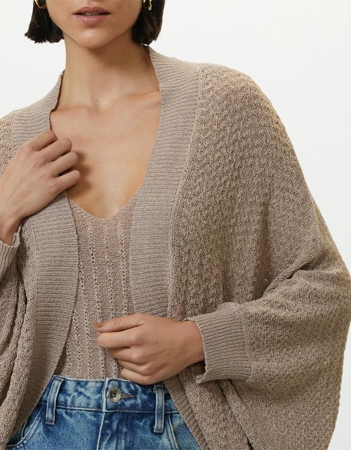 Beige knitted textured cardigan