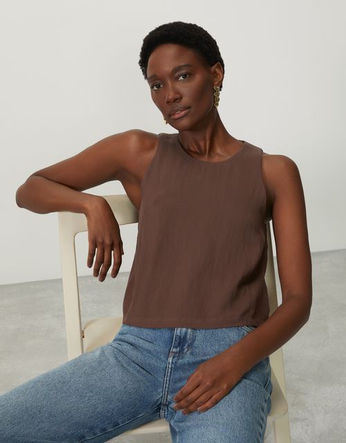 Brown cropped tank top