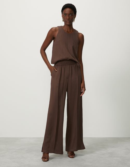 Brown elastic waist pants