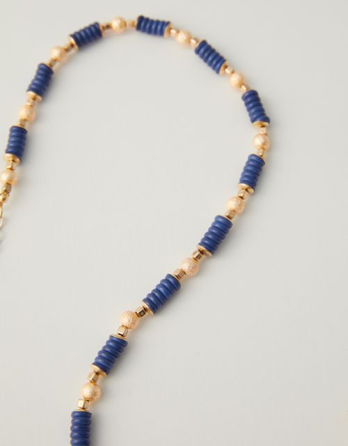 Short navy disc necklace
