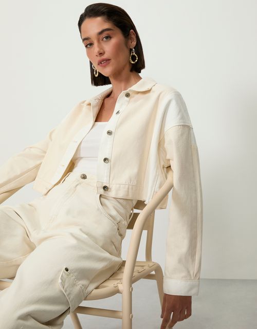 Cropped two-tone jacket