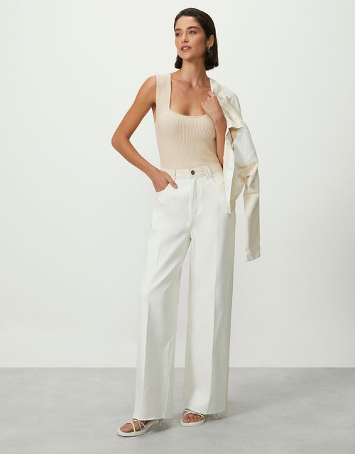 Wide twill pants