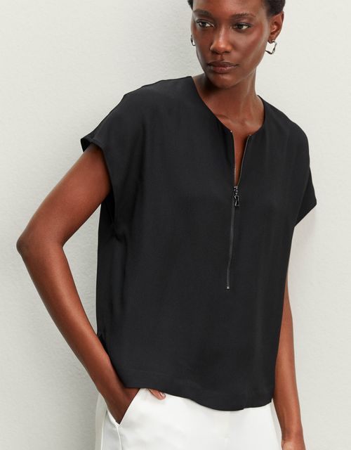 Zip front blouse