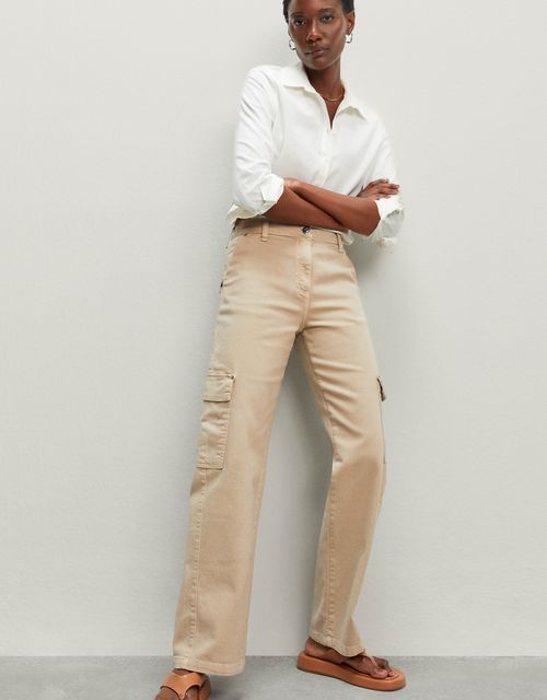 Straight twill cargo pants