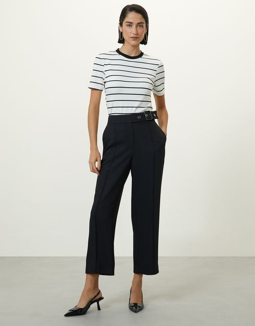 Black creased straight pants