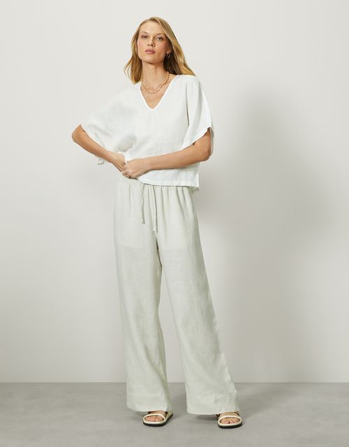 Linen lace-up pants