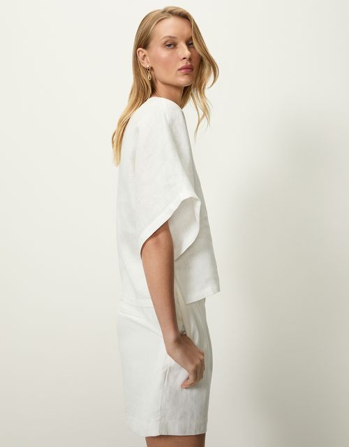 Wide sleeve linen blouse