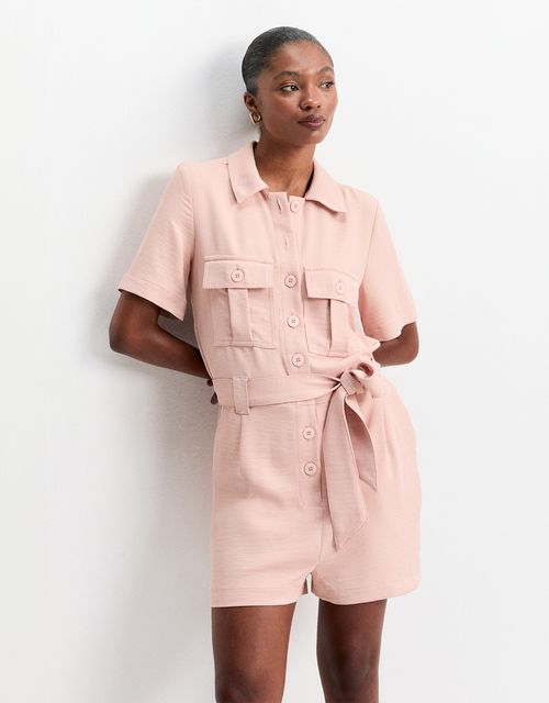 Utility romper with tie