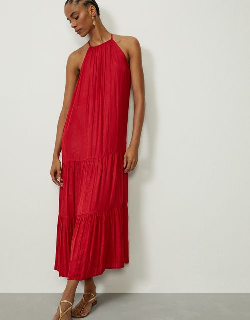 Red satin dress