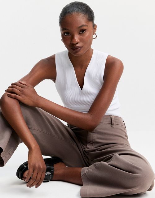 Cropped twill pants