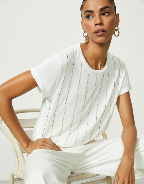 Embroidered striped t-shirt