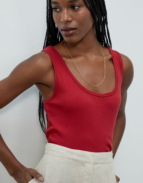 Thin strap ribbed tank top