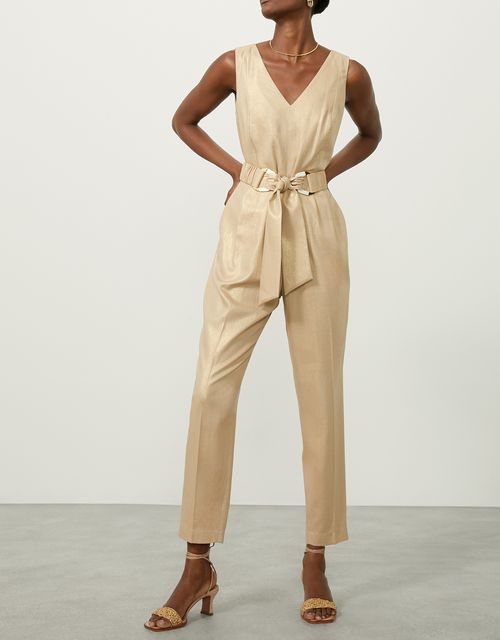 Slim jumpsuit with pleats
