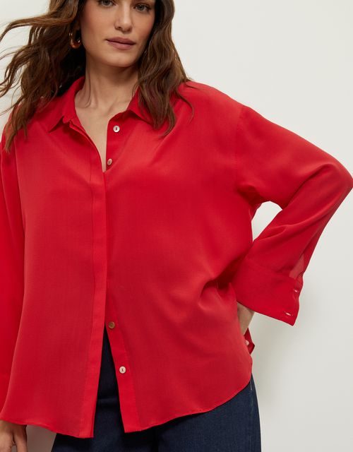 Red silk shirt