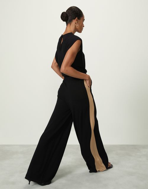 Side-stripe mesh jumpsuit