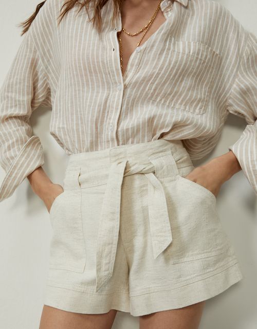 Natural stripe shorts