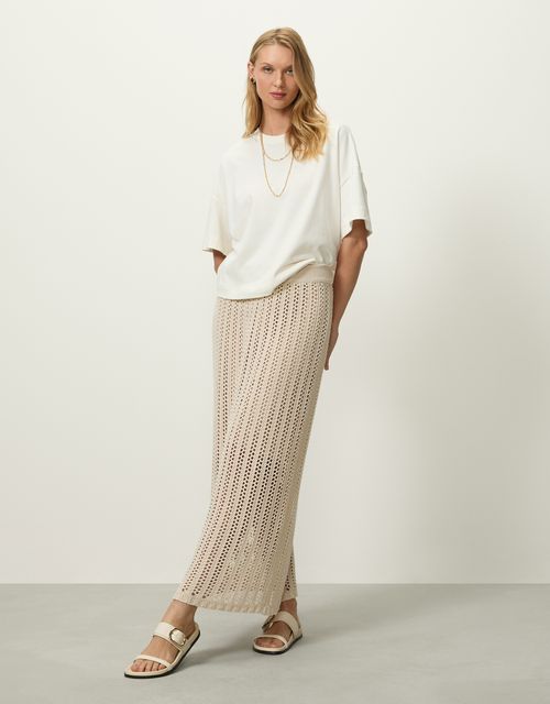 Textured knit midi skirt