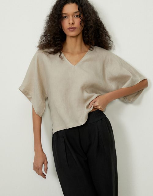 Wide sleeves linen blouse 
