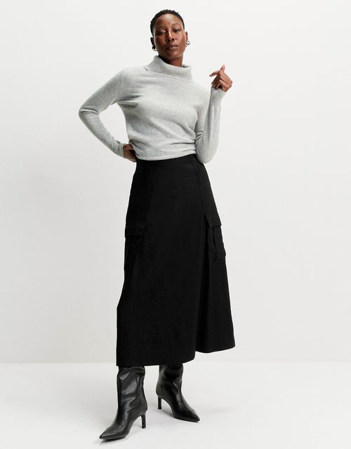 A-line utility skirt black