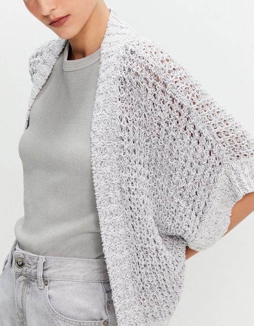Textured marled knit kimono