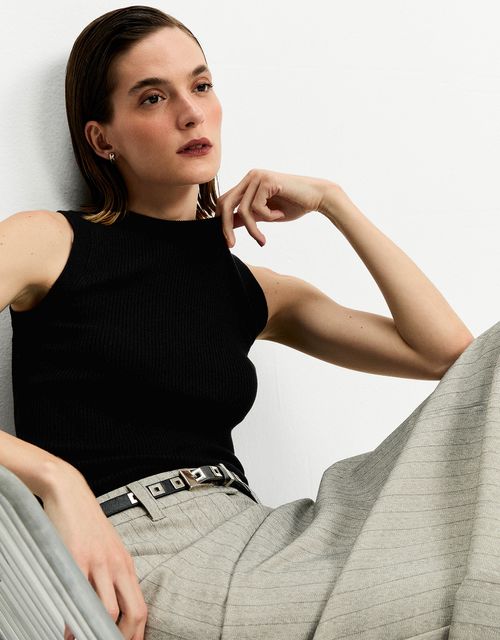 Black Vitória knit tank top