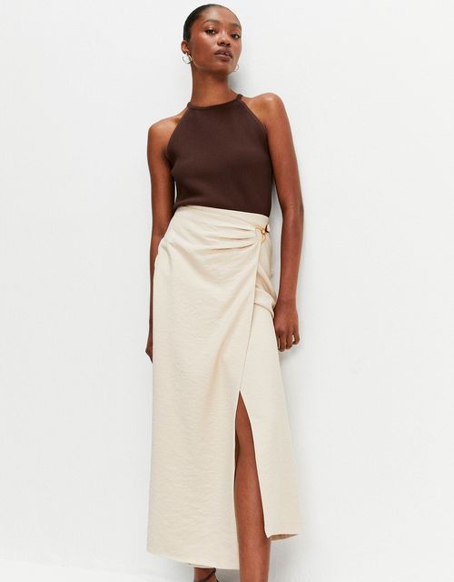 Straight wrap midi skirt