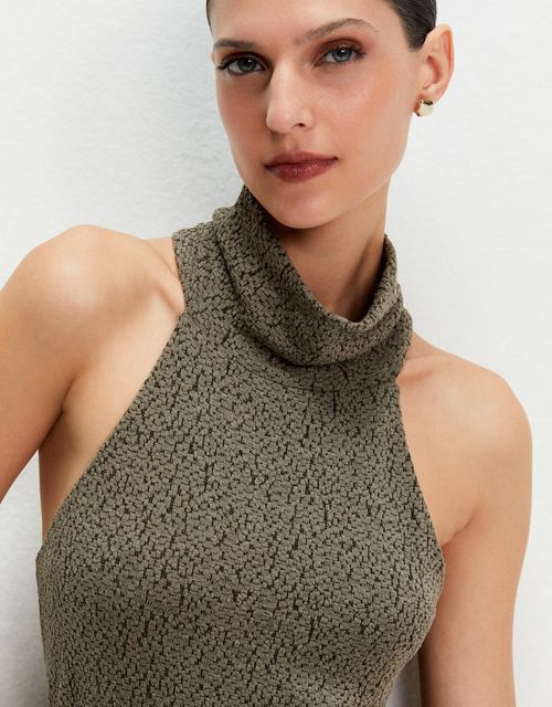 Textured turtleneck blouse
