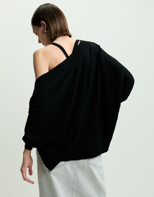 Black wide knit cardigan