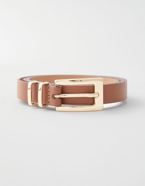 Slim belt with gold buckle