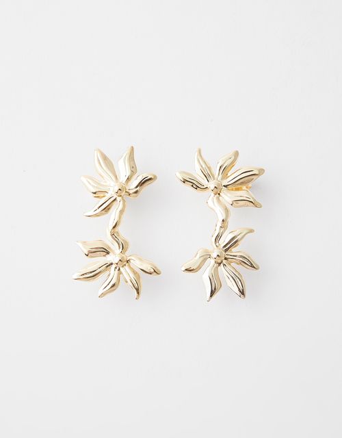 Double flower metal earring