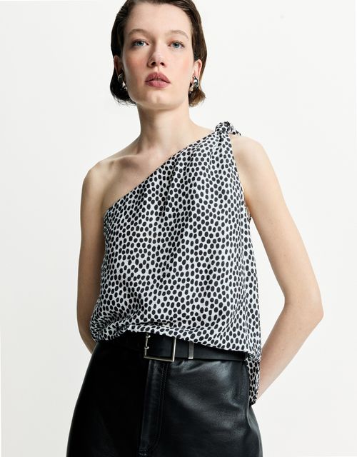 Black and white polka dot blouse
