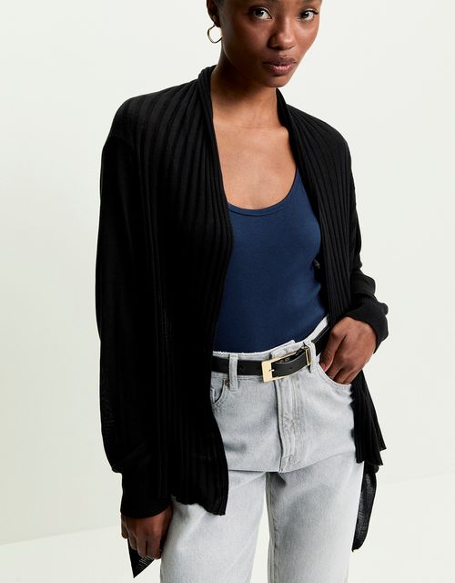 Black long knit cardigan