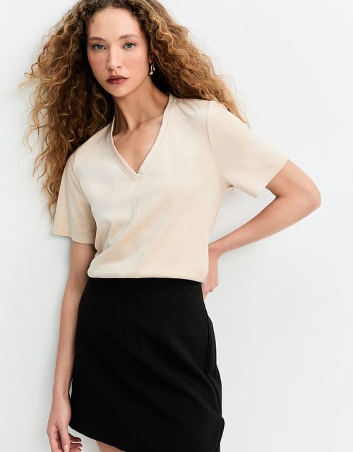 Suede v-neck t-shirt