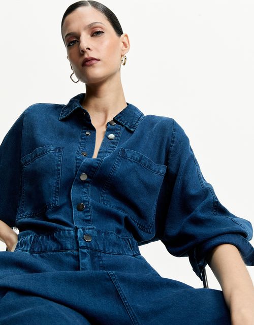 Denim lyocell jumpsuit