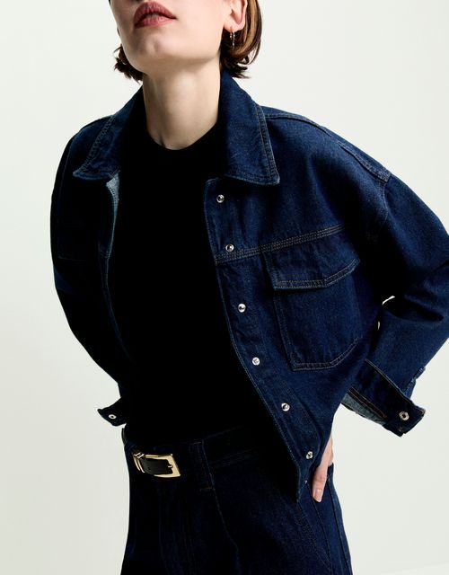 Ruffled hem denim jacket
