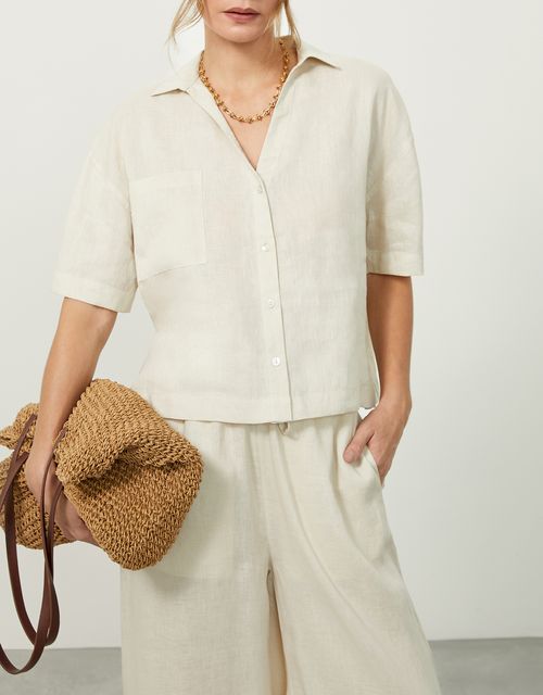 Short sleeve linen shirt