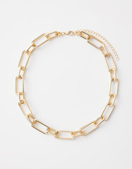 Short square link necklace