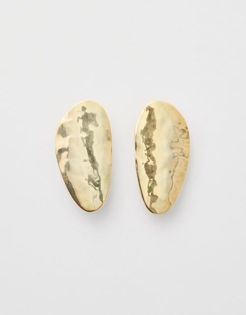 Hammered organic elongated earring