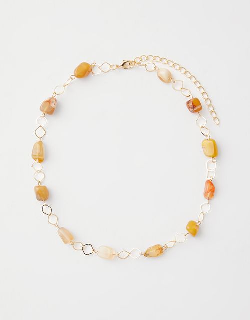 Short metal and natural stones necklace