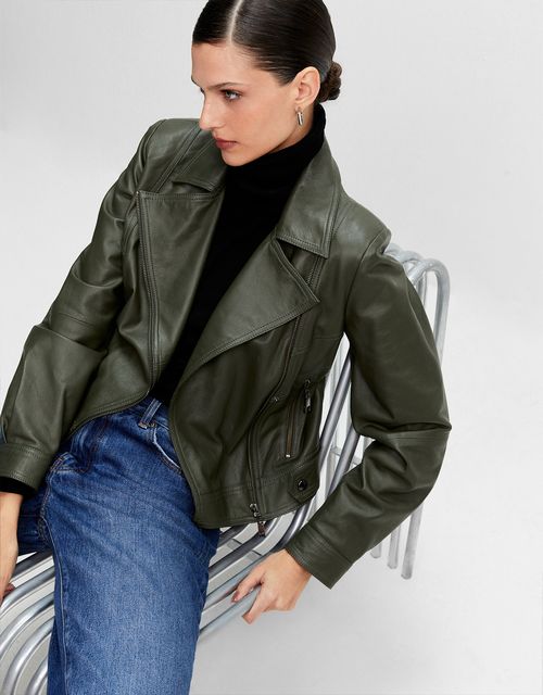 Leather biker jacket