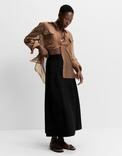 Suede midi skirt