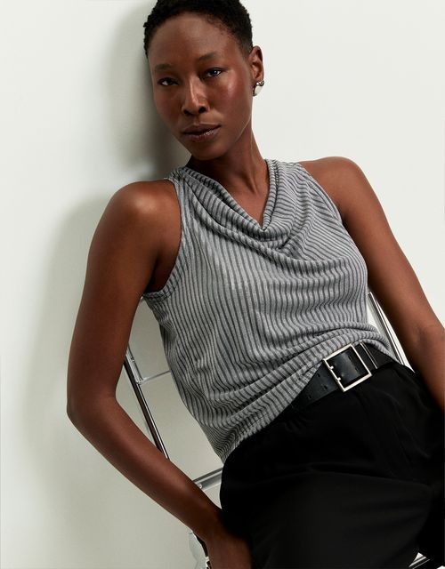 Cowl neck knit blouse