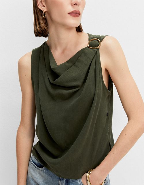Draped blouse with strap detail