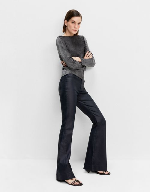 Resin boot cut pants