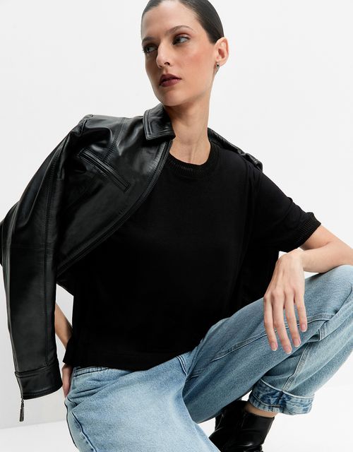 Lurex ribbed t-shirt