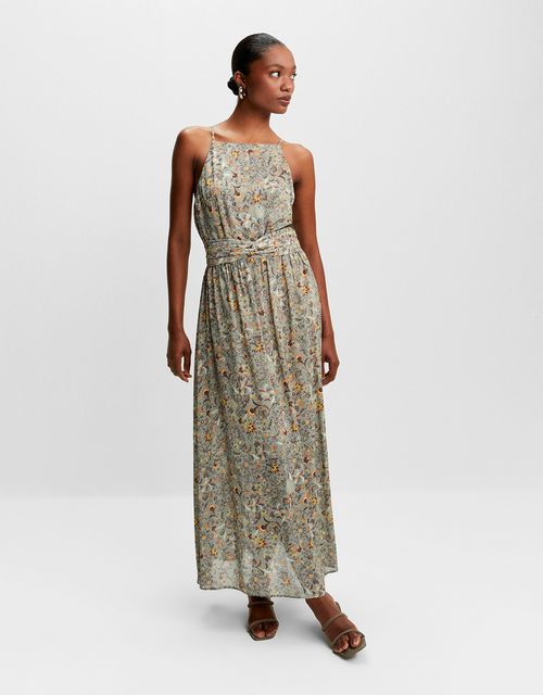 Floral aqua midi dress