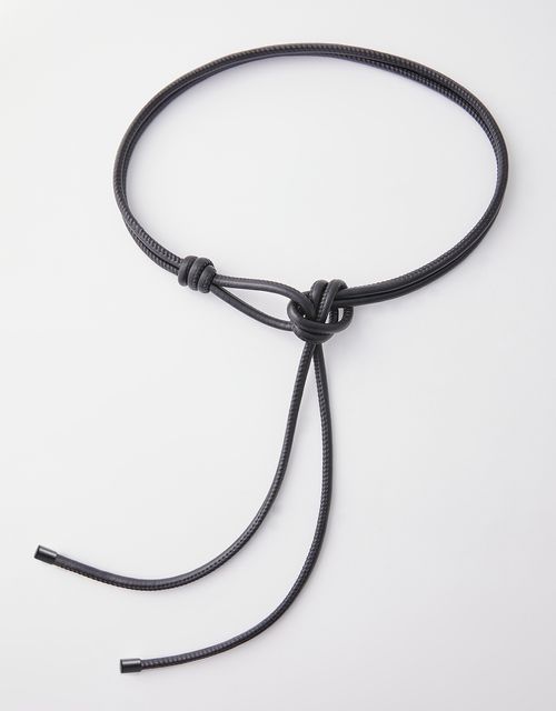 Black thin tie belt